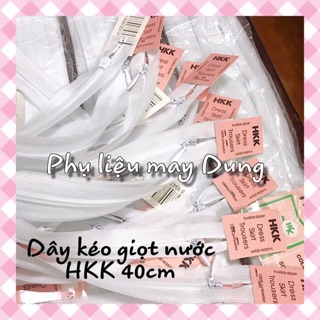 Dây kéo giọt nước(lệ) dài 40cm tông trắng