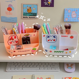 Kệ nhựa đựng bút để bàn 6 ngăn tặng kèm sticker
