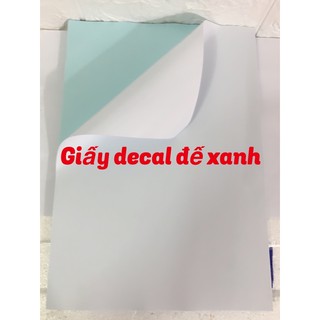 (100 tờ / tập)Giấy Đề Can Đế Xanh A4 - decal A4 mặt nhám đế xanh ( phân phối ) - decal xanh A4