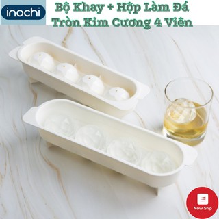 Khay làm đá tròn 4 viên Lớn KARI inochi - BPA free ,khuôn làm đá và thạch