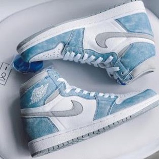 Giày Jordan 1 (sale sốc)cao cổ hyper royal xanh nỉ, Giày JD1 xanh nỉ cổ cao siêu hot 2021 Full Box Bill nam nữ đủ size