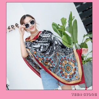 Khăn choàng boho đi biển - Khăn choàng thổ cẩm chất viscose chuẩn chất đẹp BH03