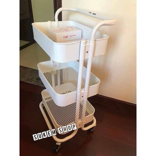 Kệ Đa Năng 3 Tầng/Kệ Để Đổ Kim Loại 3 Tầng Có Tay Cầm, Bánh Xe Tiện Lợi