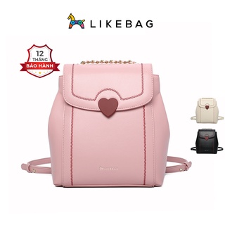Balo nam nữ thời trang đi học LIKEBAG da PU cao cấp phối nắp trái tim dễ thương CJ3003 - LIBAGI