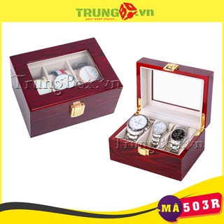 Hộp Đựng Đồng Hồ 3 Ngăn Vỏ Gỗ Sơn Mài SAIKE - Mã 503R