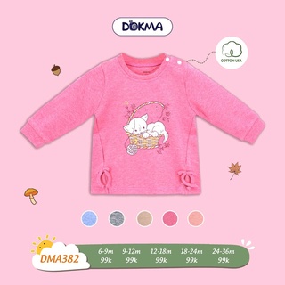 (6->18 tháng) Áo dài tay cài vai bé gái Dokma, chất cotton dày vừa, mềm mịn (DMA382)