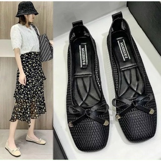Giày búp bê phối nơ nhỏ chất lưới thoáng chân