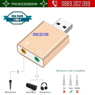 Đầu USB Sound Card 7.1 vỏ nhôm cao cấp âm thanh 3D
