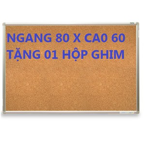 Bảng ghim bần khung nhôm cao cấp kích thước 60x80 tặng kèm ghim