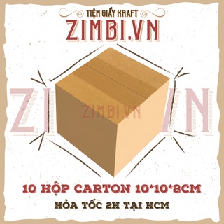 [10x10x8cm] 10 hộp carton ship cod chất lượng Zimbi | Hộp carton đóng hàng giá rẻ