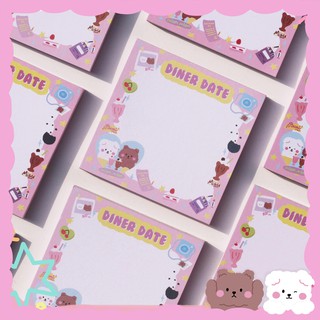 Giấy note cute, giấy nhớ dễ thương Diner Date (50 tờ)