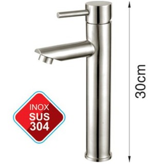 VÒI LAVABO NÓNG LẠNH INOX 304 CAO 30 CM
