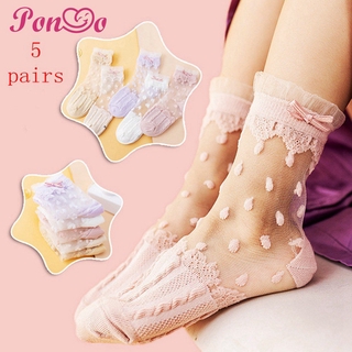 Set 5 Đôi Tất Lưới Thoáng Khí Cho Bé Gái