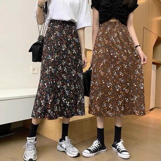 Chân váy hoa vintage nhiều màu, Chân váy dài vintage cạp chun