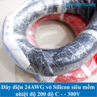 Dây điện đơn Silicon siêu mềm chịu nhiệt 200 độ C 24AWG 0.21mm2 (1 mét) [HTE Quy nhơn CN2]