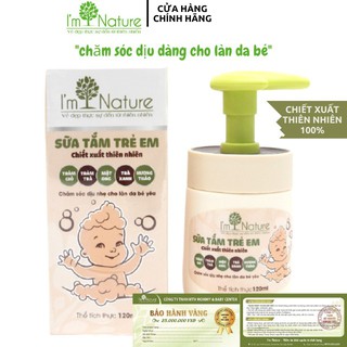 Sữa tắm trẻ em I'm Nature tắm gội dành cho bé ngừa rôm sảy cảm gió dưỡng ẩm mềm mịn da 120ml chính hãng 100% thiên nhiên