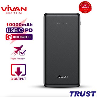 10.000mAh Pin Sạc Dự Phòng VIVAN Quick Charge 3.0 Chuẩn Sạc PD 22.5W - VPB-K10