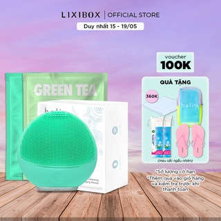 Combo máy rửa mặt da nhạy cảm Halio Sensitive Xanh mint &amp; 2 mặt nạ Lixibox