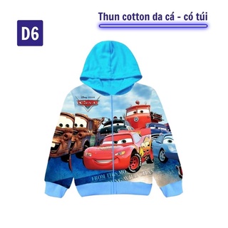Áo khoác bé trai hình xe Mc Queen 9-43kg. Chất thun mát, hình in sắc nét -Tomchuakids