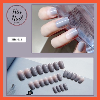 móng tay giả kèm keo Hin Nail kiểu dài xám khói