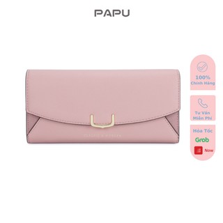 Ví dài cao cấp cầm tay nhỏ gọn PaPu VD09, Da trơn phối logo kim loại , nhiều ngăn rộng rãi đựng vừa ĐT