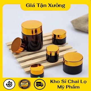 Hũ Chiết Mỹ Phẩm ❤ TRÙM SỈ ❤ Hũ Chiết Kem Thủy Tinh Nâu 5g,10g chiết mỹ phẩm , phụ kiện du lịch