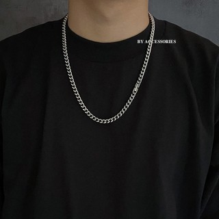 Dây chuyền titan unisex xích xoắn vát cạnh 6mm khóa hộp nhỏ không gỉ