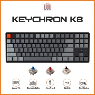 Bàn phím cơ Keychron K8 không dây Bluetooth 5.1 - Led Đơn RGB Hot Swap hỗ trợ MacOS, Window, iOS, Andriod - Chính Hãng