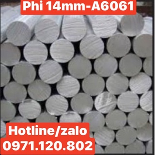 Nhôm cây tròn đặc A6061 D14mm dài 1m