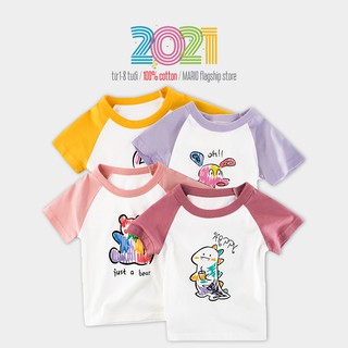 Áo bé gái 27HOME áo cotton cộc tay cho bé in hình thú đáng yêu hàng xuất Âu Mỹ