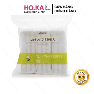 Bông Tẩy Trang Miniso Nhật Bản 180 Miếng Cotton Mềm Mịn Làm Sạch Dễ Dàng Túi Zip