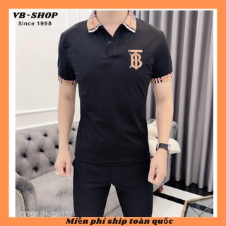 Áo Thun Nam Ngắn Tay Cổ Polo Logo Chất Cotton Co giãn Bốn Chiều Mix Vải Caro Form Regular