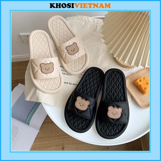 Dép nữ GẤU TRẦN CHỈ siêu hot mẫu mới - 2 MÀU ĐEN KEM KS31