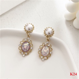 Khuyên tai nữ mạ bạc 925 đính hồng ngọc k24 Mayconner