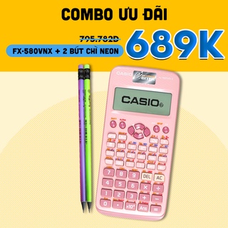 Máy tính Casio Fx-580VNX kèm 2 bút chì 2B Neon Gỗ đen