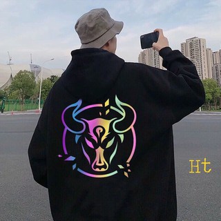 áo hoodie nỉ phản quang 7 màu in cung kim ngưu đầu trâu