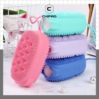 Bông Tắm Bọt Biển Silicon Có Gai Kì Cọ Massage Chà Lưng Miếng Mút Tạo Bọt 2 Mặt Lông Siêu Mềm CHIPAO STORE