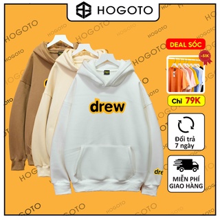 Áo nỉ HOODIE DREW FULL TAG Hogoto shop áo nỉ bông cotton unisex nam nữ form rộng oversize chất liệu Cotton