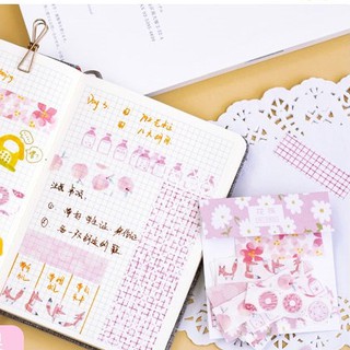 40 washi tape đào sữa lá xanh trang trí planner, băng keo dán sổ tay