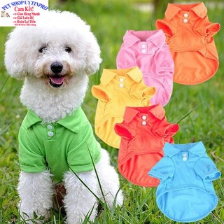 ÁO CHO THÚ CƯNG CHÓ MÈO Loại polo có cổ Thêu 5 hình Chất liệu thun cotton Thoáng mát