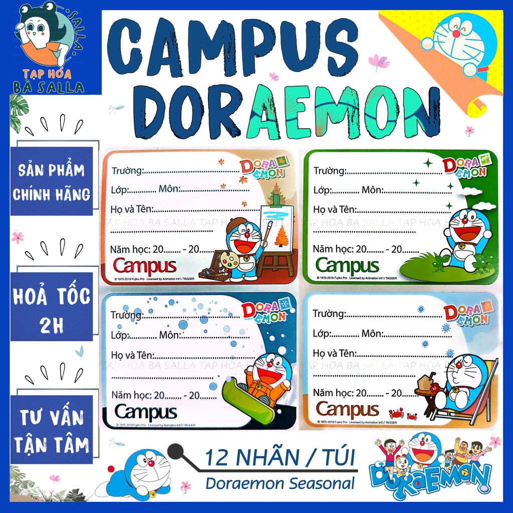 Nhãn vở Doraemon Campus ( 12 nhãn / túi )