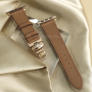 Dây da thủ công Swift Nâu dành cho Apple Watch, đồng hồ thông minh, đồng hồ cơ