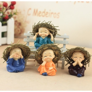 Bộ 4 tượng chú tiểu nón lá ngộ nghĩnh