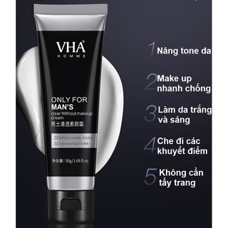 (MẪU MỚI)Lazycream Kem Che Khuyết Điểm Makeup Nâng Tone Che Khuyết Điểm Da 3in1 Cho Nam VHA ONLY FOR MEN'S light makeup