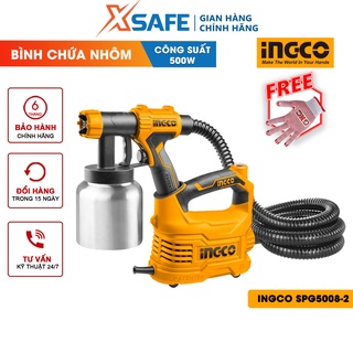 Máy phun sơn điện cầm tay INGCO SPG5008-2 500W đầu béc 2.5mm, bình chứa nhôm 800ml - bảo hành chính hãng 6 tháng - xsafe