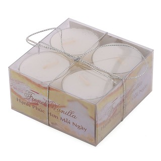 Hộp 8 nến tealight thơm đế nhựa Miss Candle NQM2059 (Vàng nhạt, hương vani)
