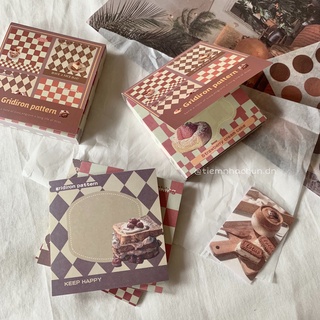 TẬP 100 GIẤY NOTE GHI CHÚ HÀN QUỐC GRIDIRON PATTERN KOREAN STYLE (ảnh thật) - không sẵn keo dán - Tiệm nhà Chun