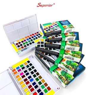 Màu Nước dạng Nén SUPERIOR 12/18/24/30/36/48 (kèm cọ nước)