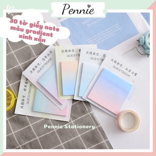 Xấp 30 tờ giấy ghi chú Pennie có keo dán màu Gradient xinh xắn