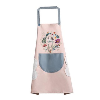 Tạp Dề Hoạ Tiết Thỏ Xinh Chống Thấm Nước Kèm Khăn Lau Tay